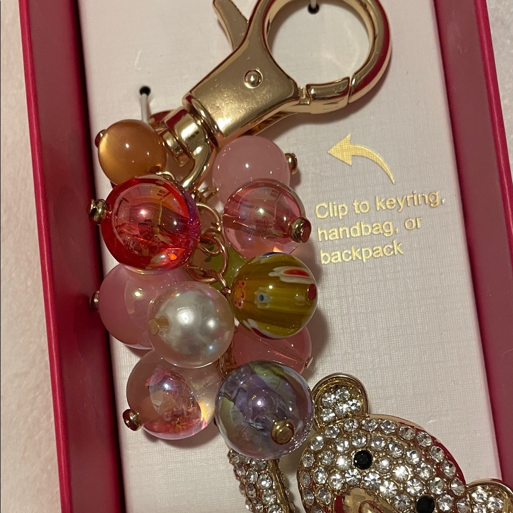 Piper Gold and Pink Crystal Bear Key Holder - Picture 2 of 4